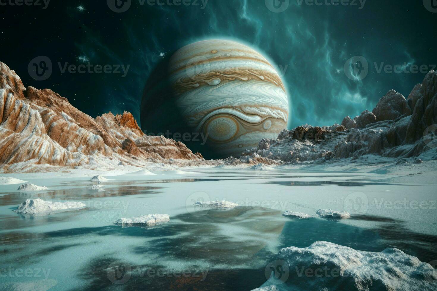 glacial paisaje Júpiter planeta. generar ai foto