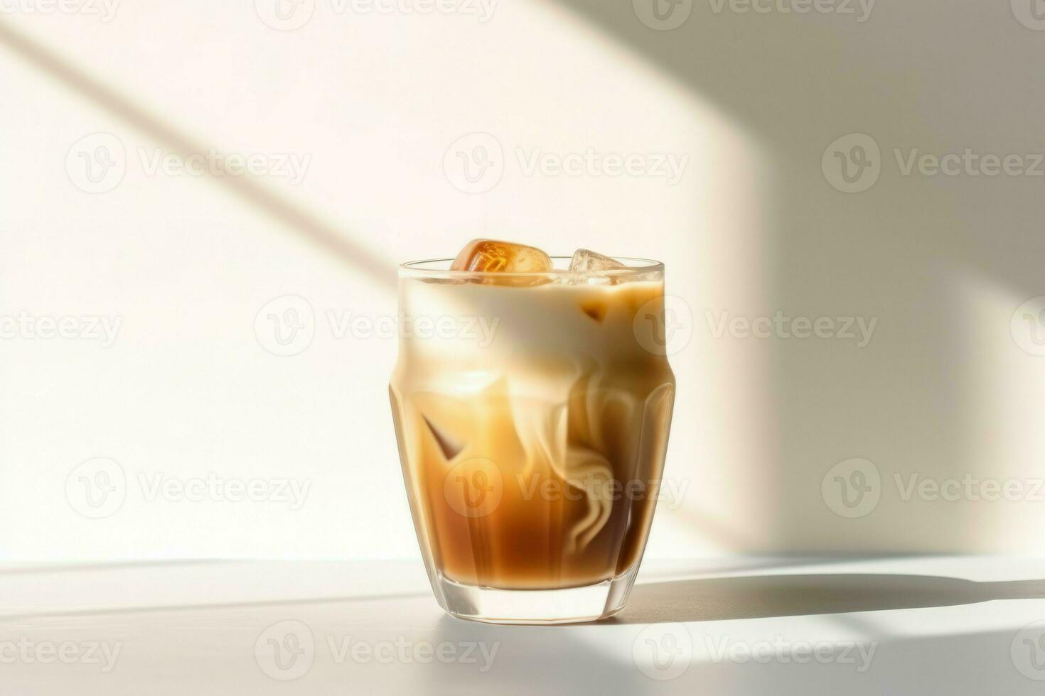 Morning latte glass. Generate Ai photo