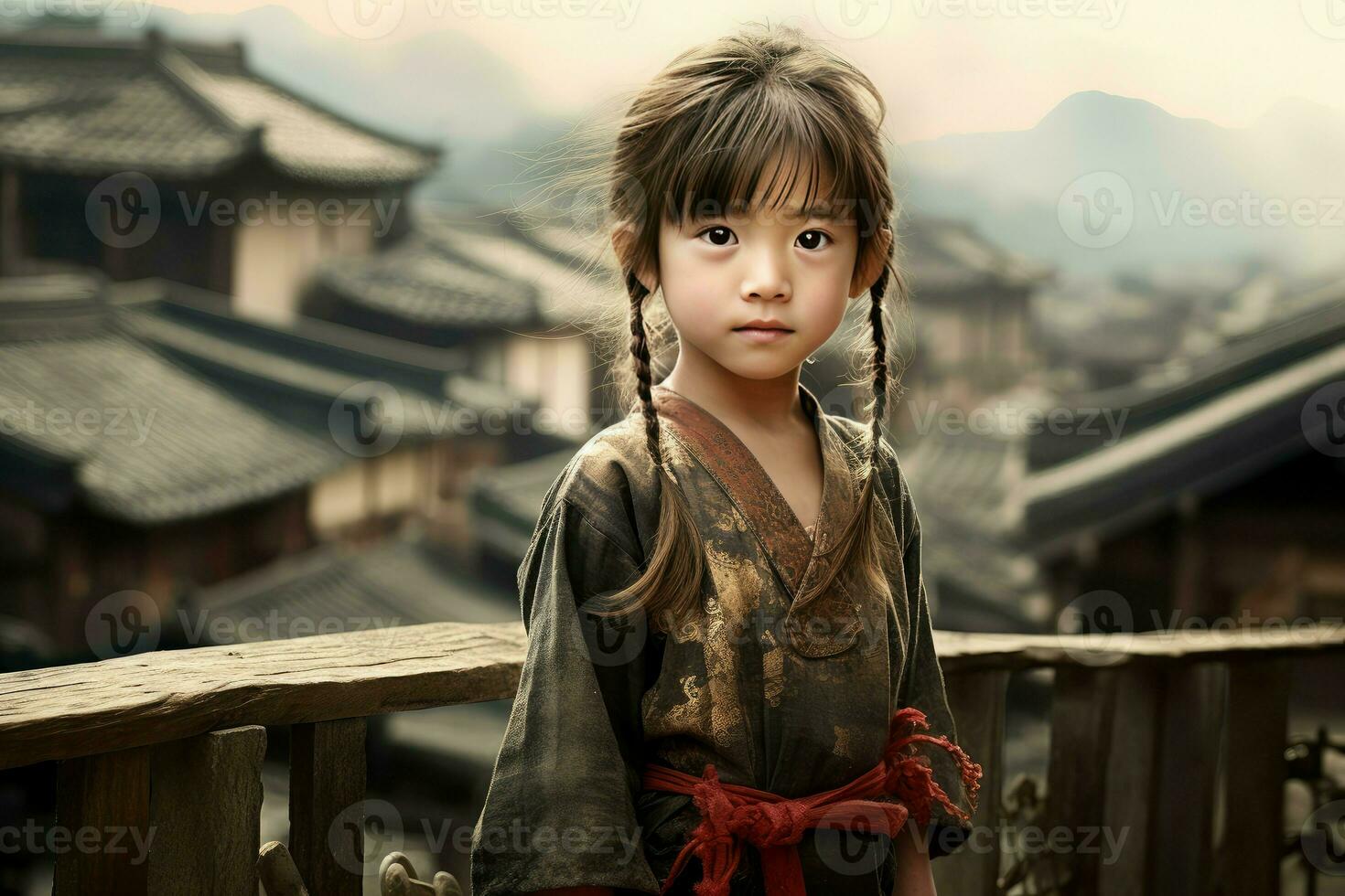 modesto chino pueblo muchacha. generar ai foto
