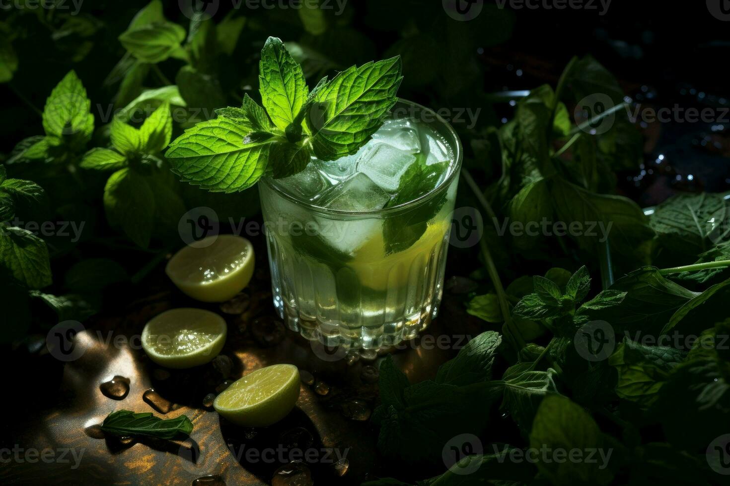 Crisp Fresh mint mojito. Generate Ai photo