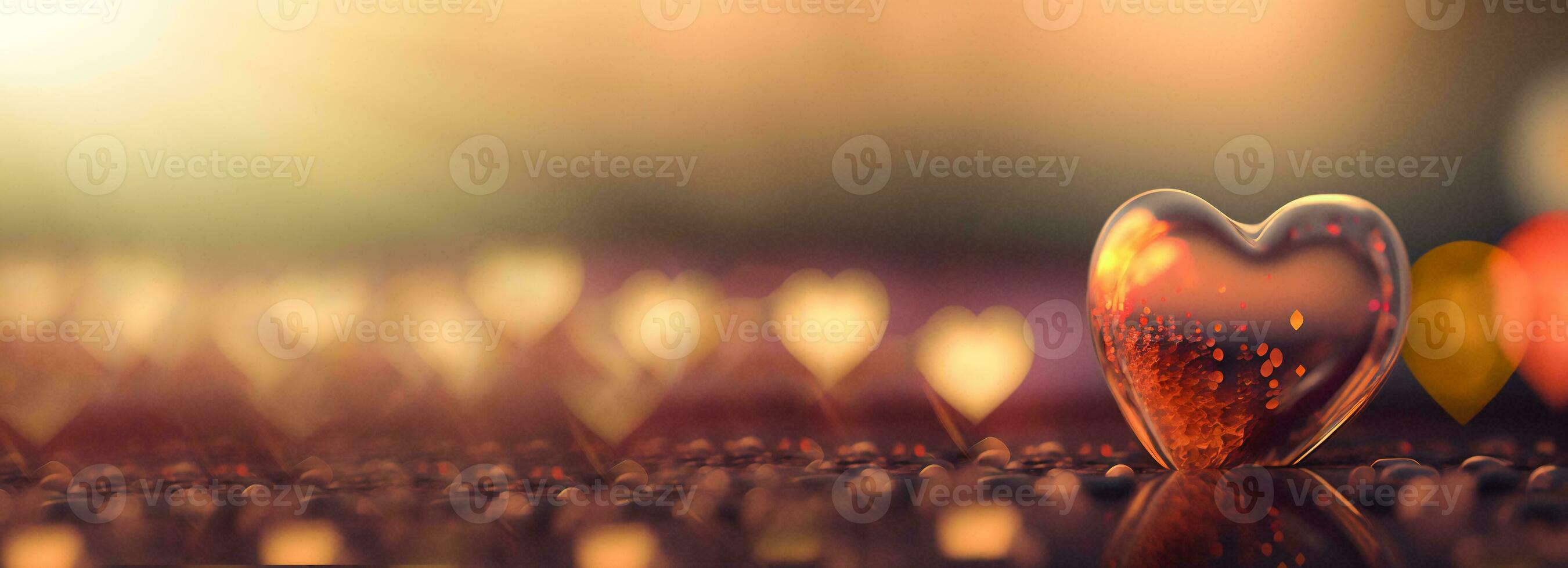 Bright red hearts abstract background. Background with hearts . Blurry yellow, orange, red hearts, and a pair of voluminous hearts for the Valentine's Day website headline. Generative AI, Generative AI photo