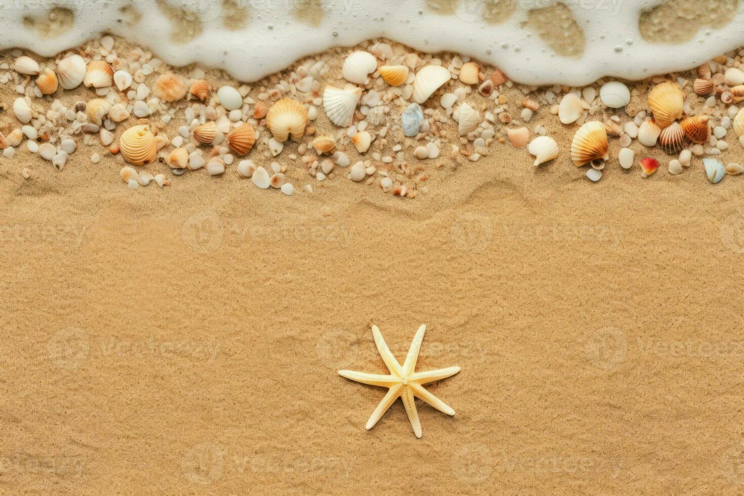 Sea coast beach top view. Generate AI photo
