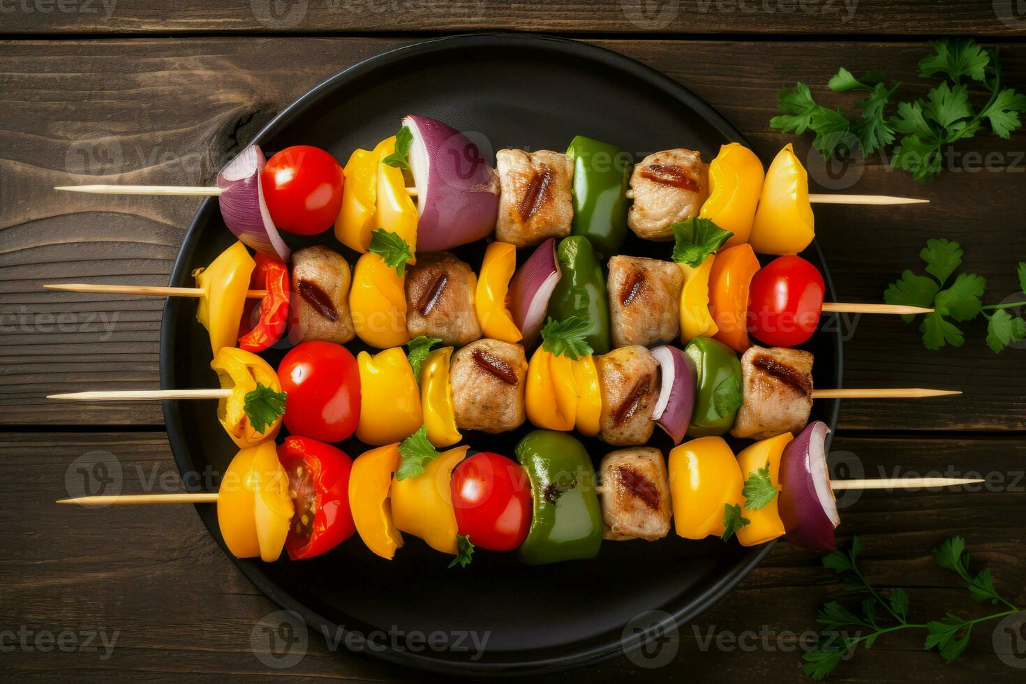 Barbecue vegetables meat food. Generate Ai photo