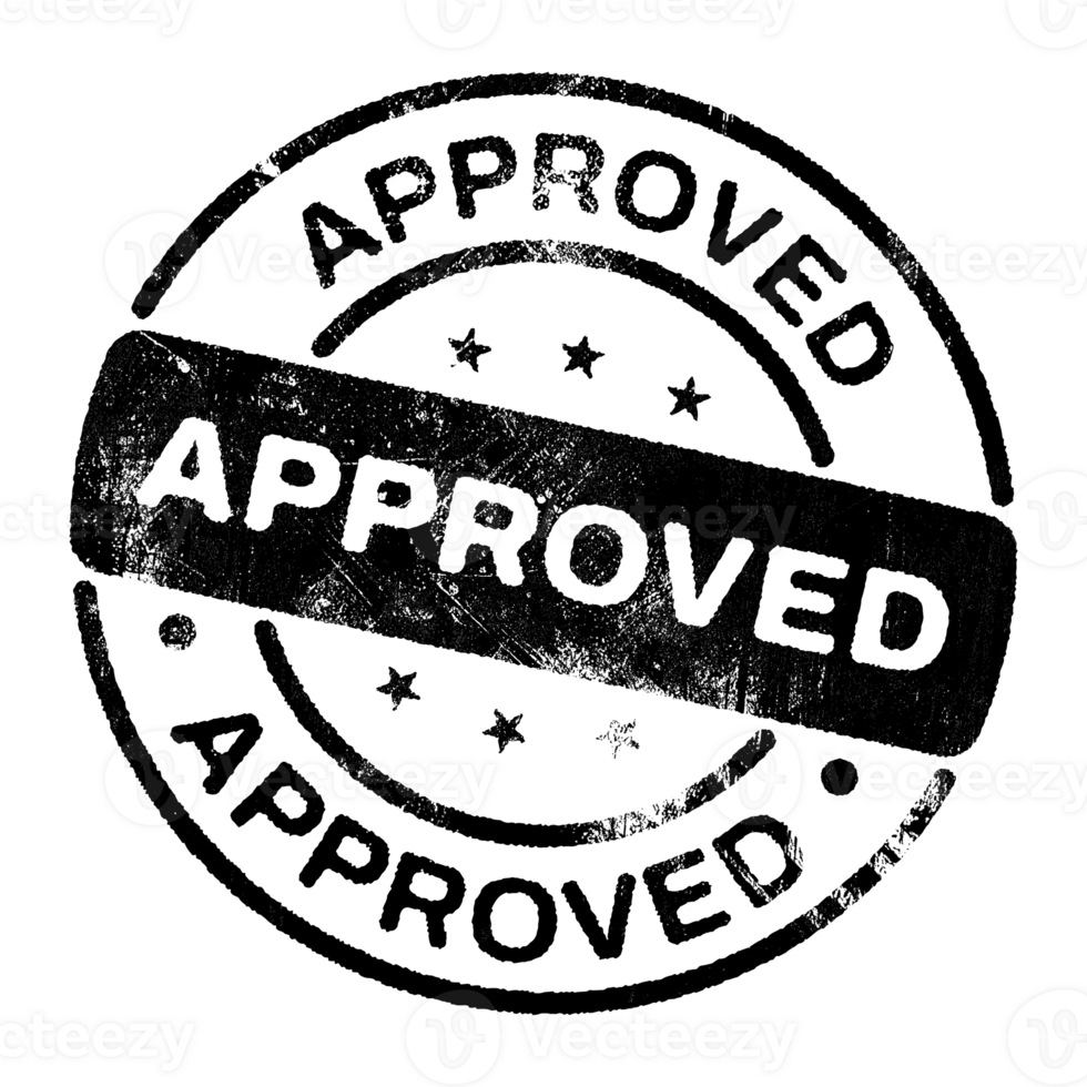 Grunge Approved stamp symbol illustration isolated on transparent background png