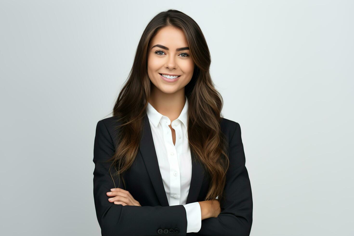 a beautiful young business woman in a suit. ai generative photo