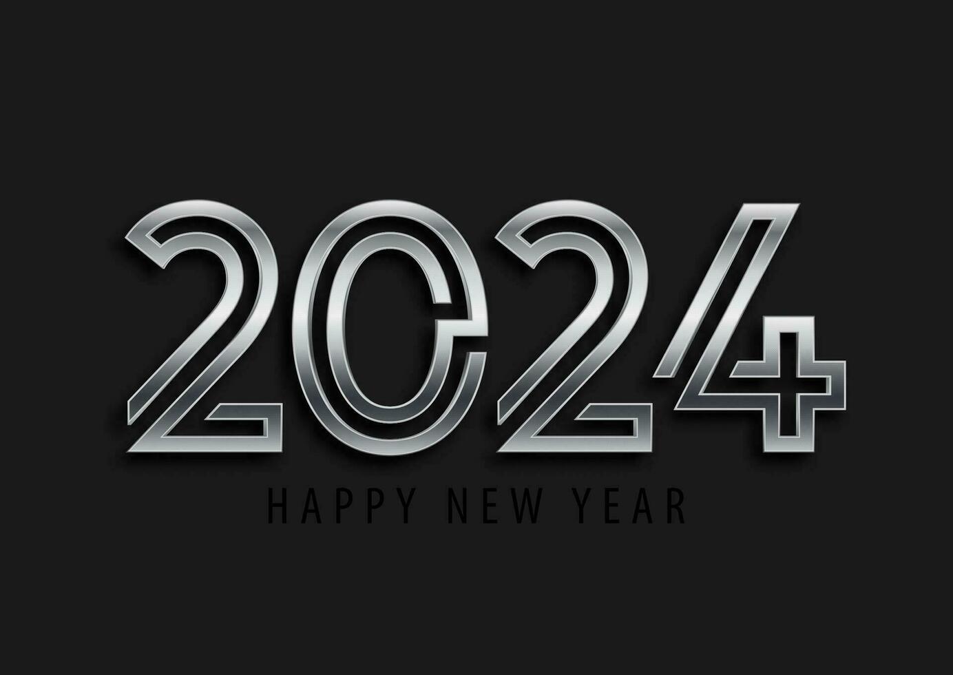 Happy New Year background with modern metallic silver numbers vector