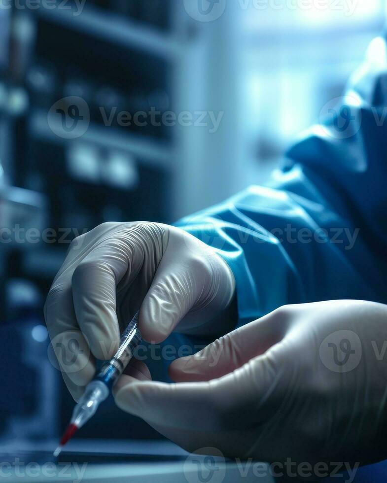 medical research doctor wearing gloves generative ai photo