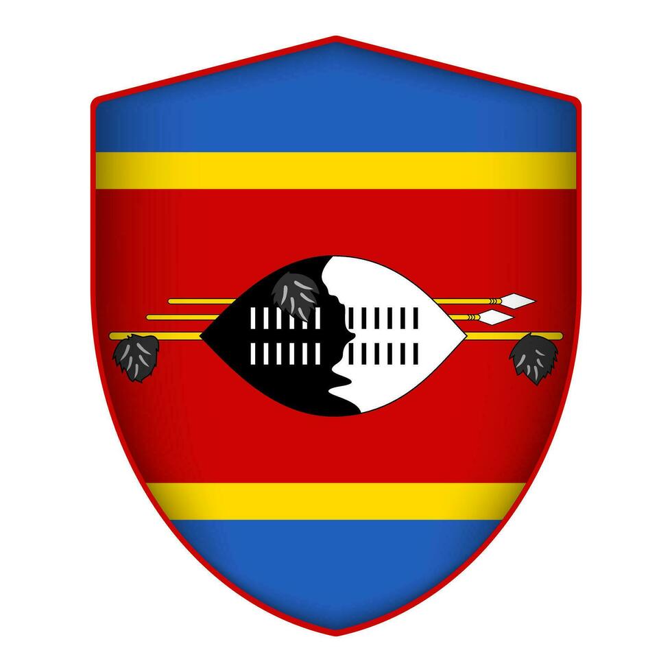 Eswatini flag in shield shape. Vector illustration.