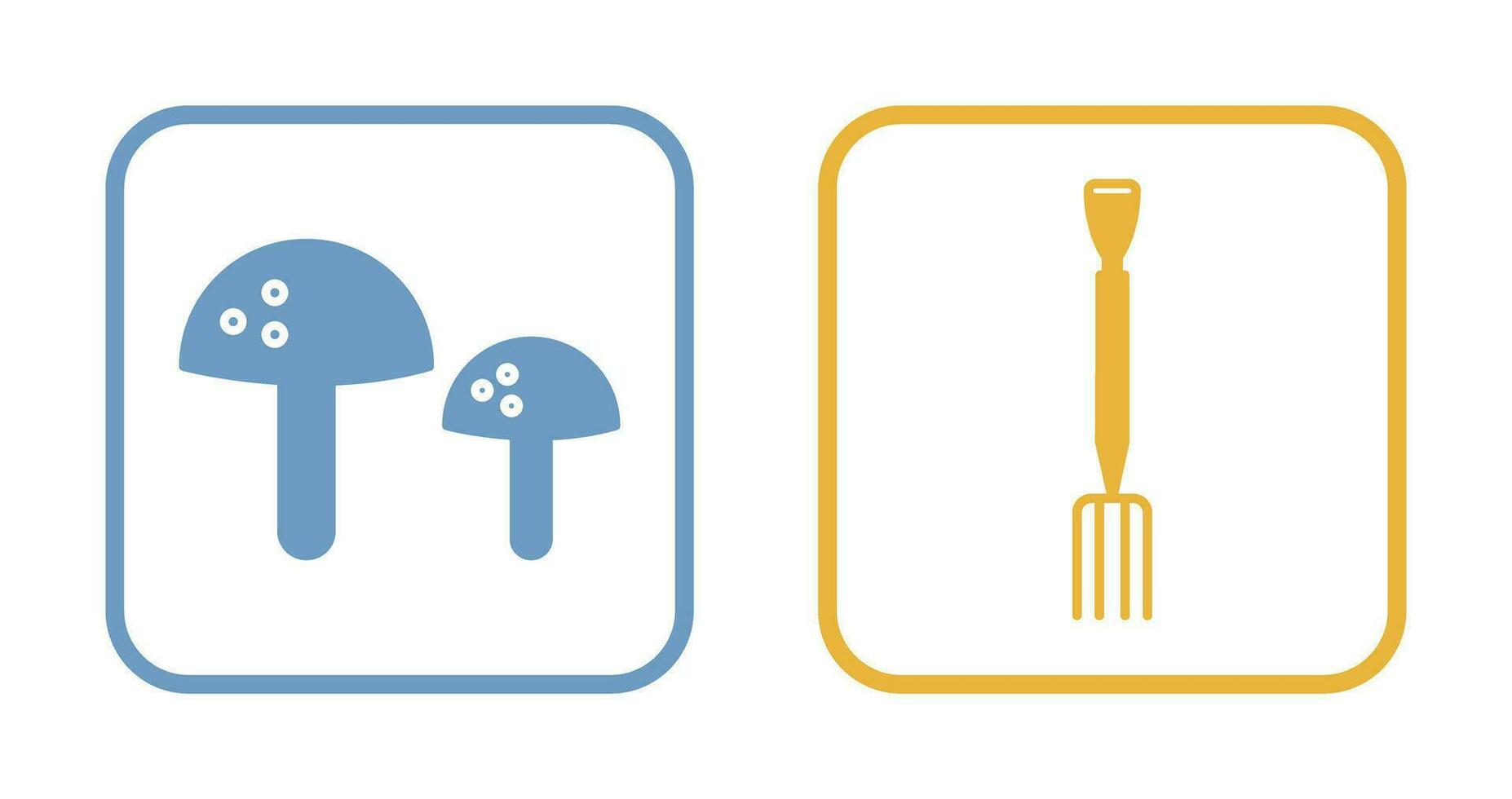 Mushrooms and Gardening Fork Icon vector