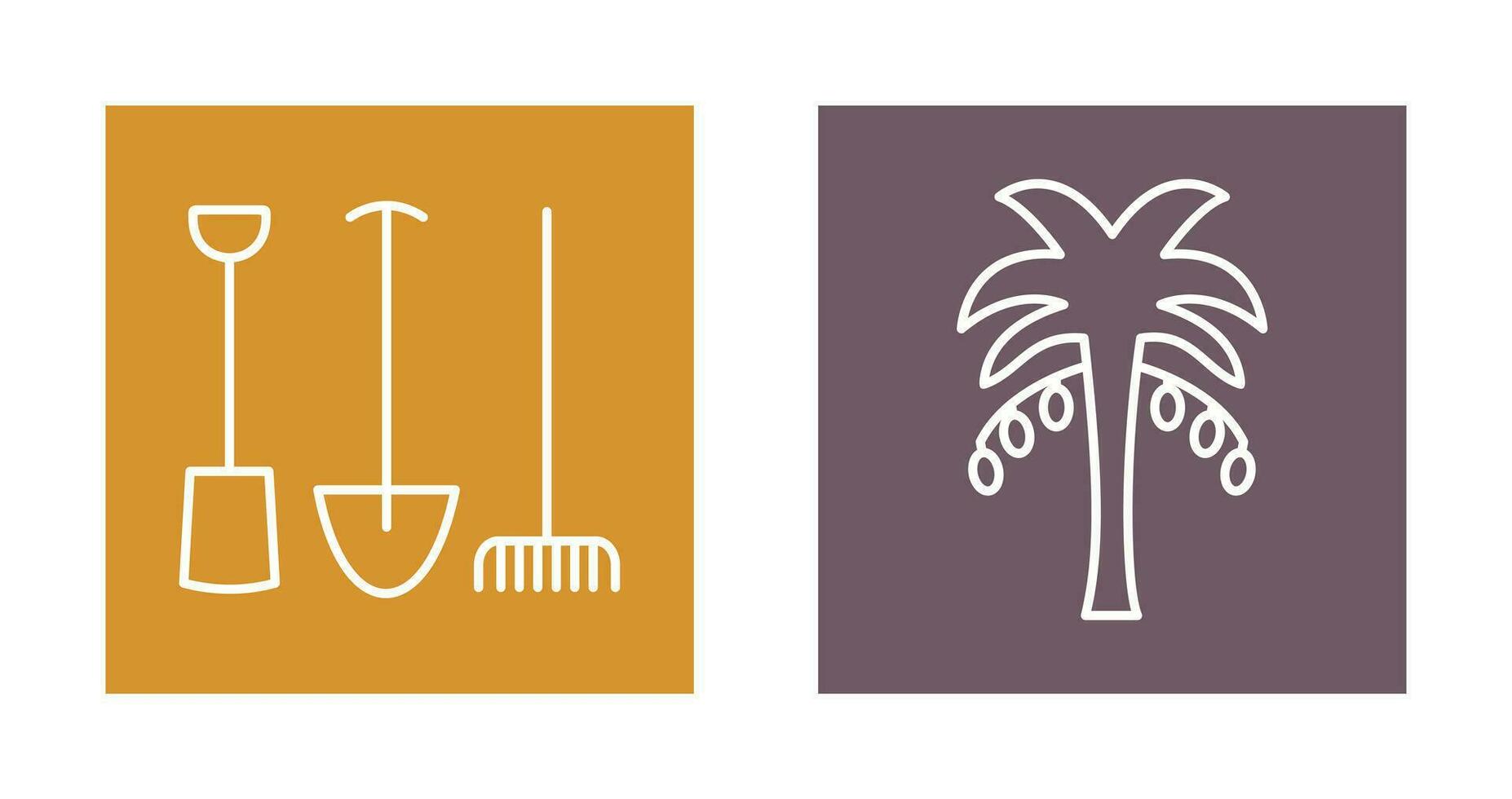 Gardening Tools and Palm tree Icon vector