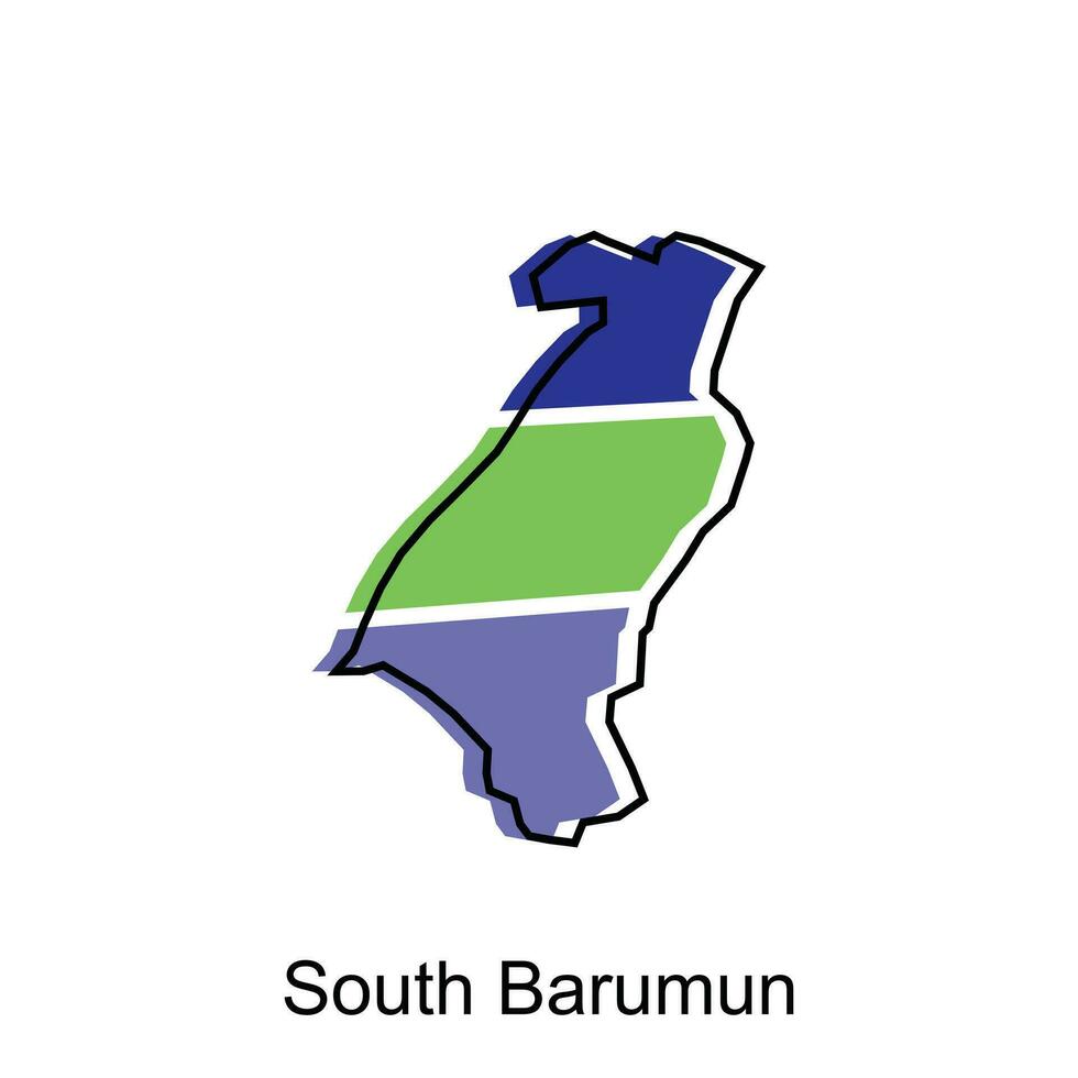 Map of South Barumun City Vector Illustration, Isolated on White Background, illustration design template, suitable for your company