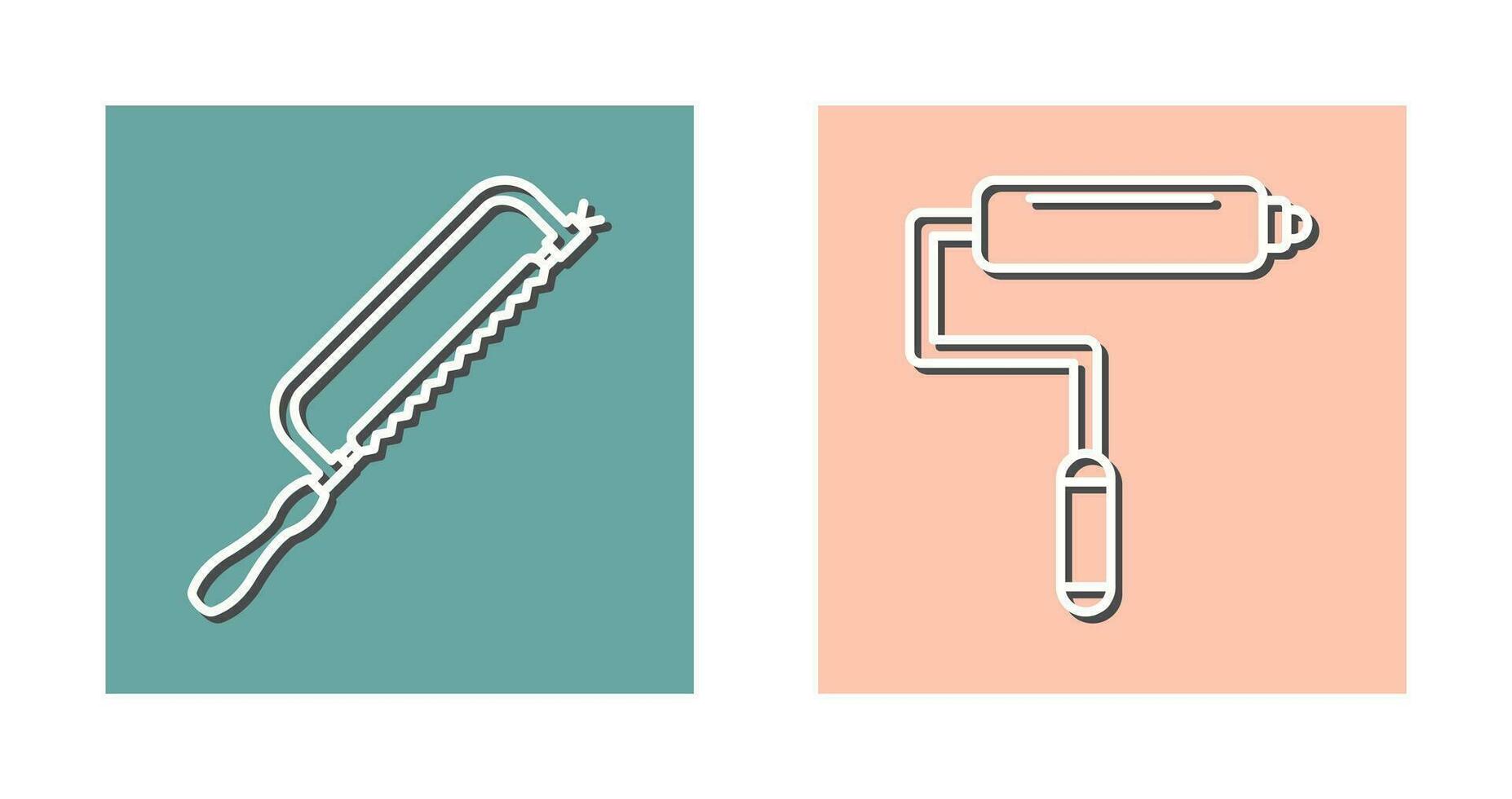 Hacksaw and Paint Roller Icon vector