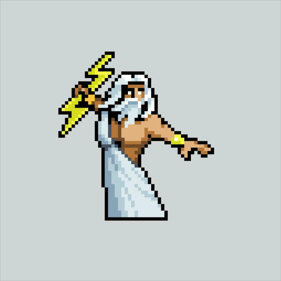 Pixel art illustration Zeus. Pixelated Zeus. Zeus god greek pixelated for the pixel art game and icon for website and video game. old school retro. vector