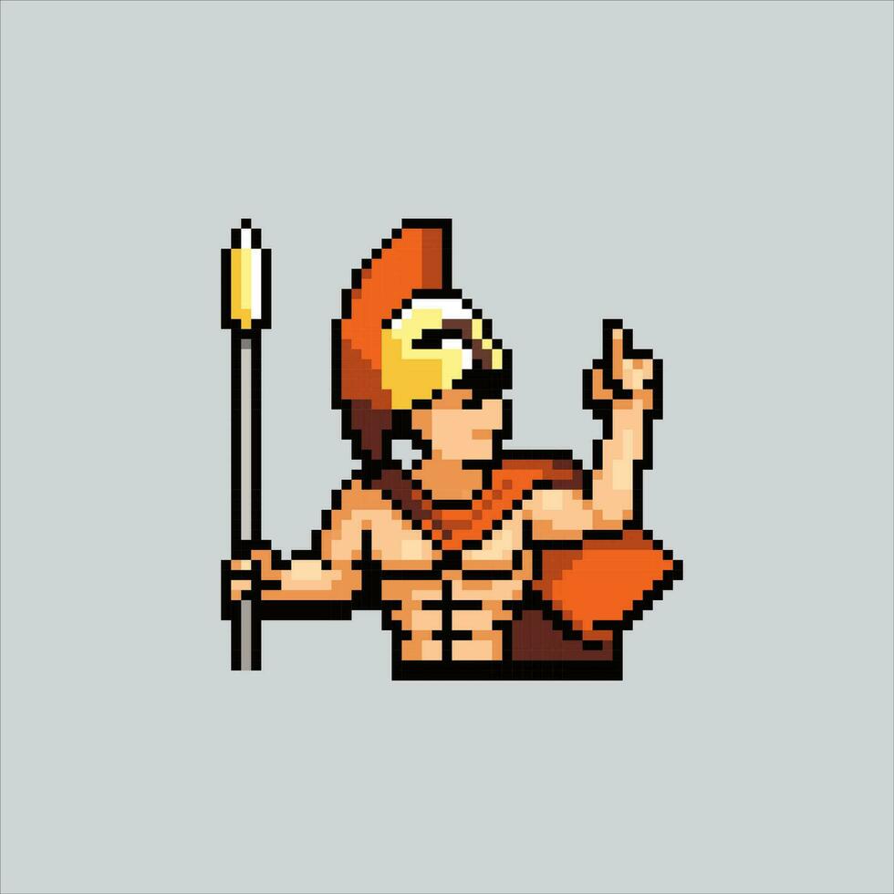 Pixel art illustration Ares. Pixelated Greek Ares. Greek Mythology Ares pixelated for the pixel art game and icon for website and video game. old school retro. vector