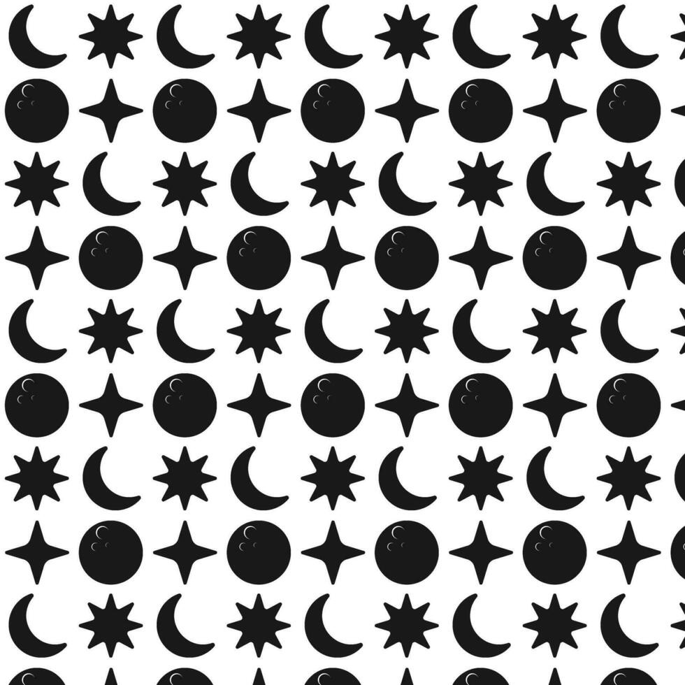 space object patterns. moon, stars, planets vector