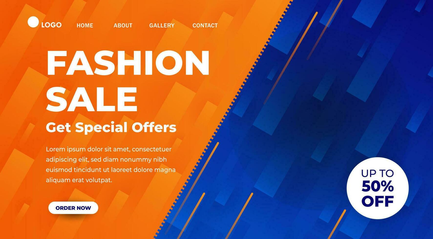 Landscape Social media banner template fashion sale with elegant yellow design. Gradient abstract banner. Template for landing page design or website background vector
