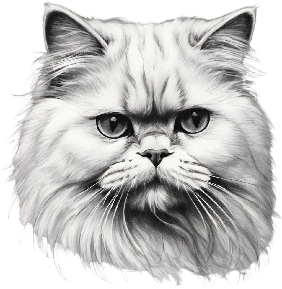 A sketch of a Persian cat. AI-Generated. AI-Generated. png