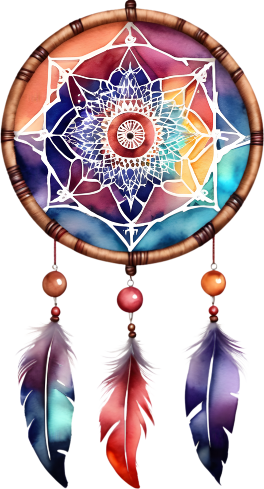 Watercolor Dream Catcher. AI-Generated. png