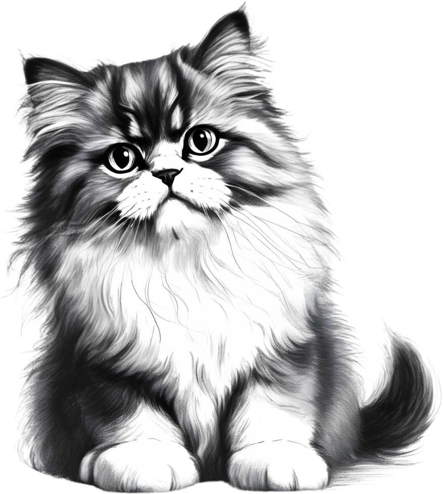 A sketch of a Persian cat. AI-Generated. AI-Generated. png