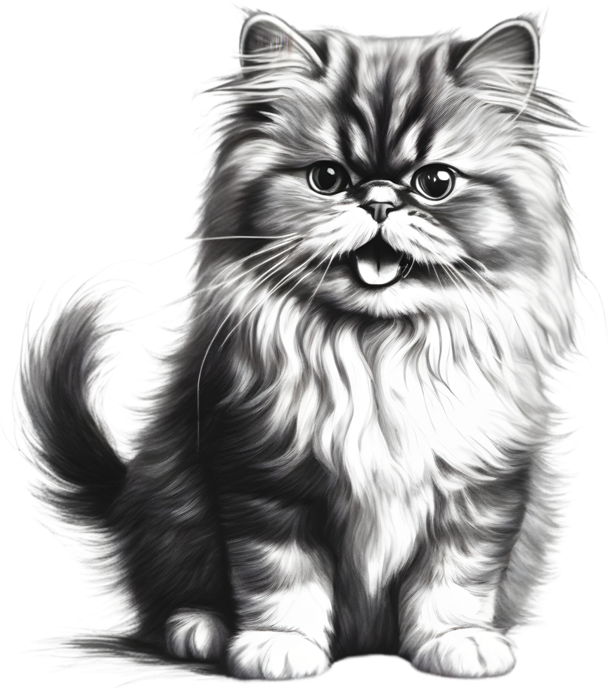 A sketch of a Persian cat. AI-Generated. AI-Generated. png
