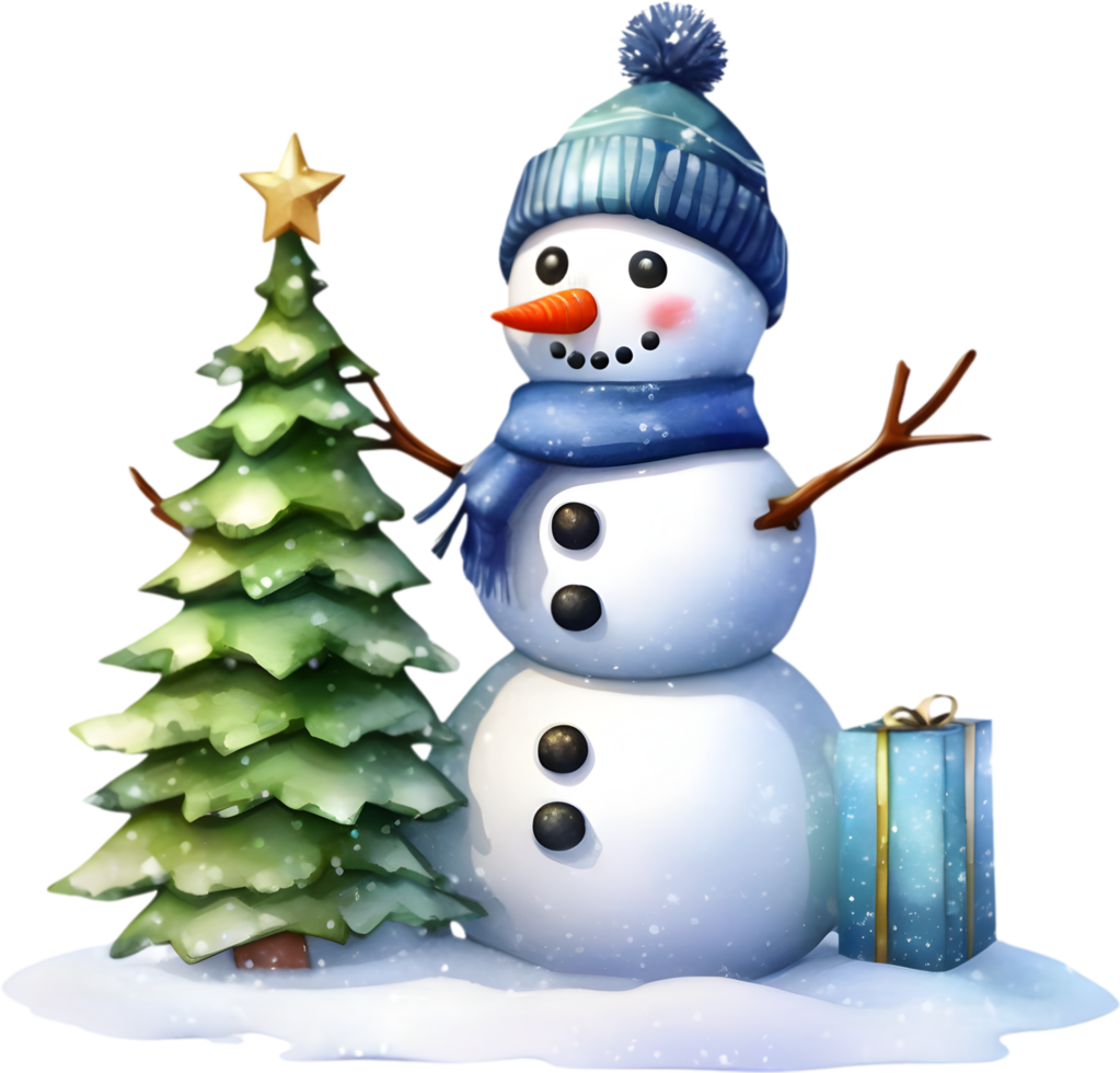 snowman celebrating the upcoming Christmas holiday. AI-Generated. png