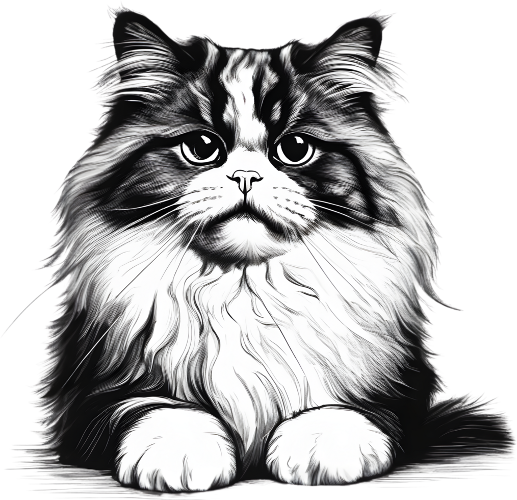 A sketch of a Persian cat. AI-Generated. AI-Generated. png