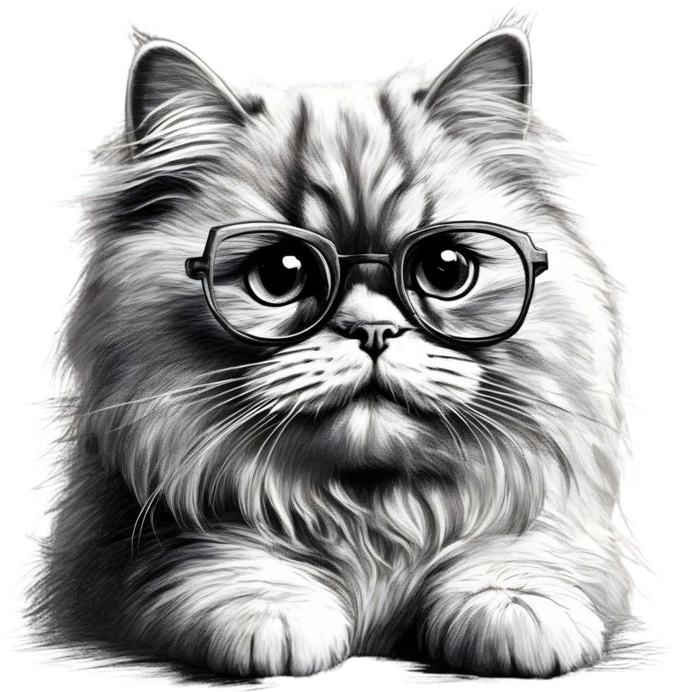 A sketch of a Persian cat. AI-Generated. AI-Generated. png