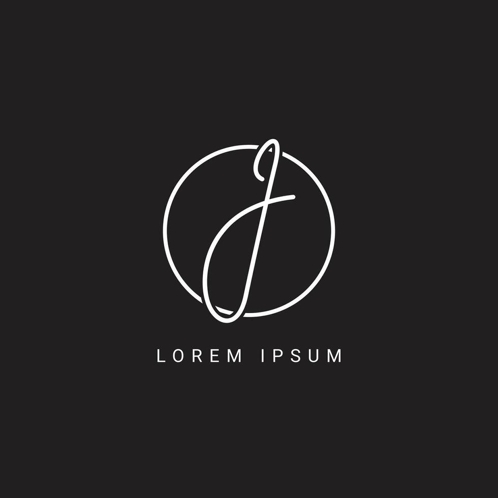 J letter hand written logo monogram with circle vector template.