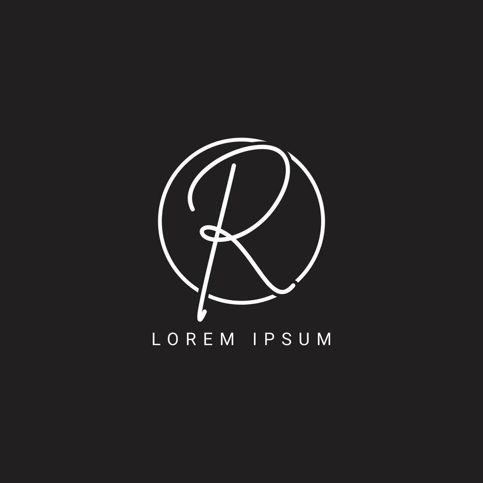 R letter hand written logo monogram with circle vector template.