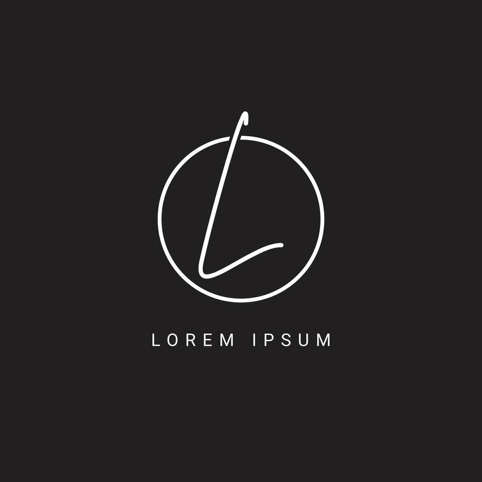 L letter hand written logo monogram with circle vector template.