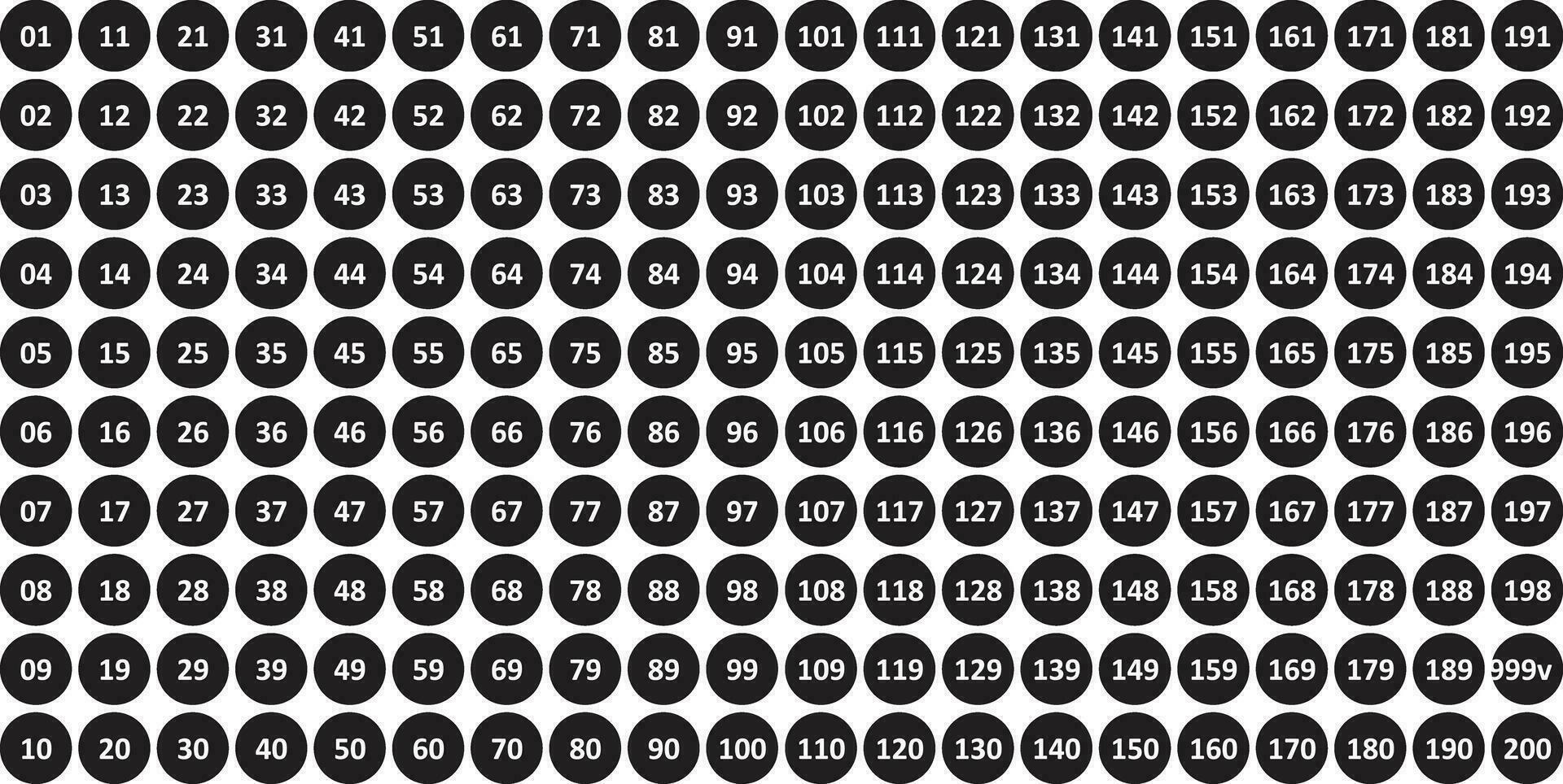 Numbered Stickers 1-200 Rounded Shape Vector, Resizable. vector