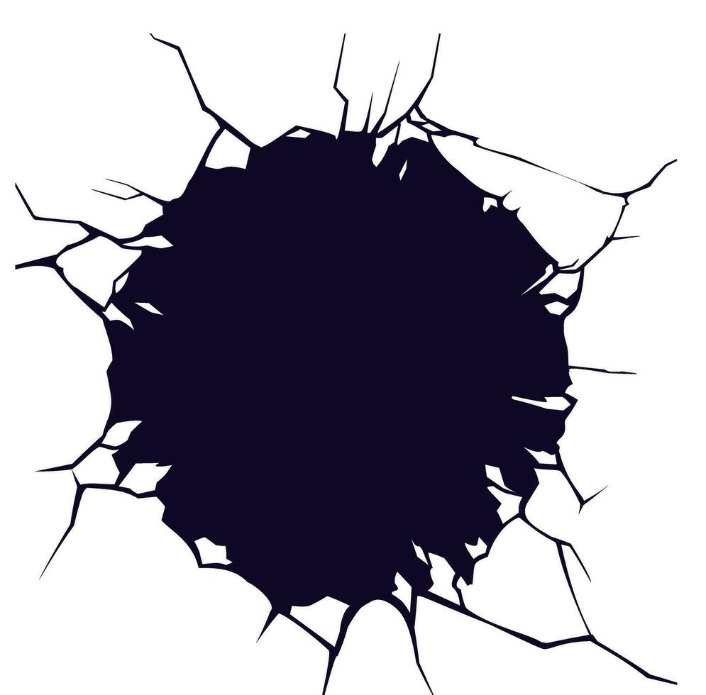 Image of a round hole with cracks vector