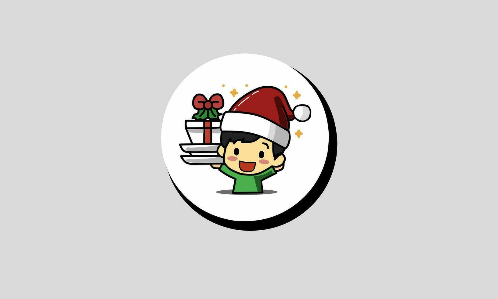 creative design art illustration of a child wearing a Santa hat celebrating Christmas, cartoon small child celebrating Christmas and New Year. vector