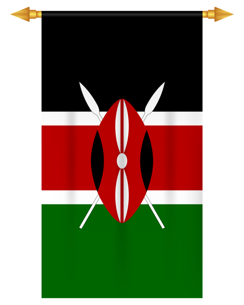 Kenya flag vertical pennant isolated png