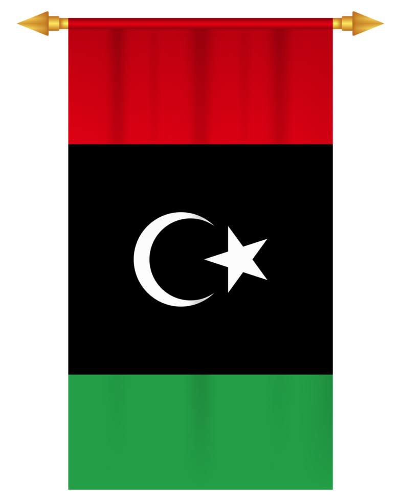 Libya flag vertical pennant isolated png