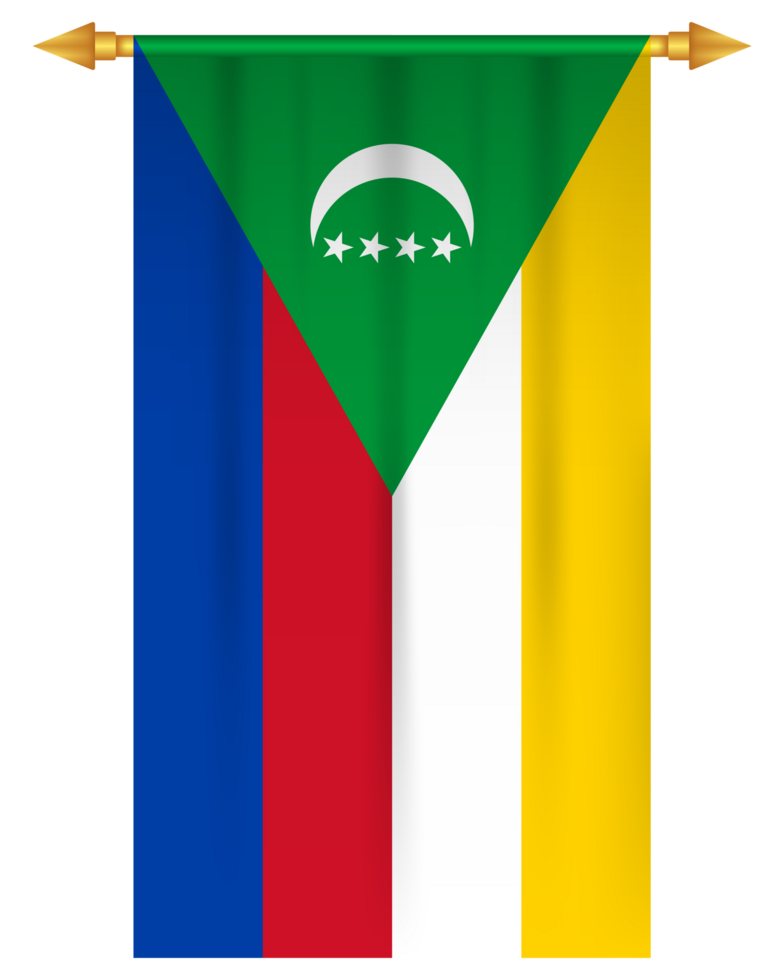 Comoros flag vertical pennant isolated png