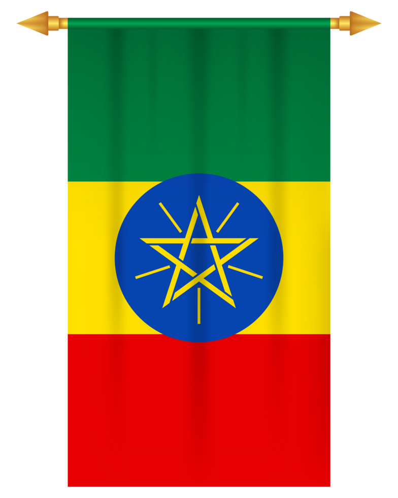 Ethiopia flag vertical pennant isolated png