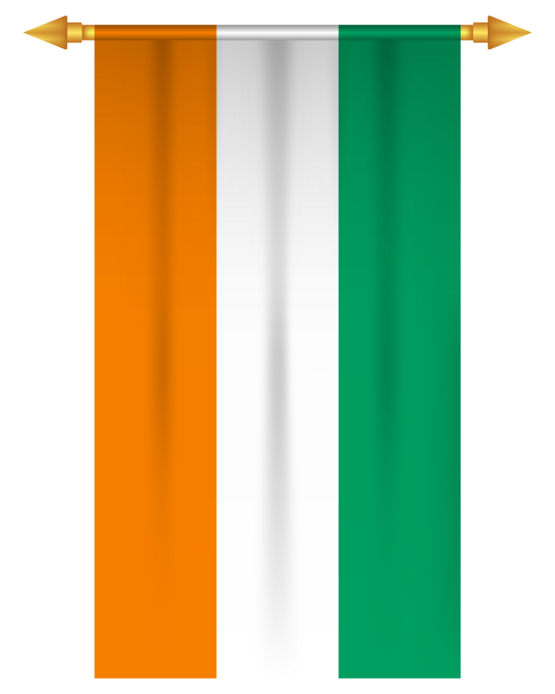 Ivoire côte drapeau verticale fanion isolé png