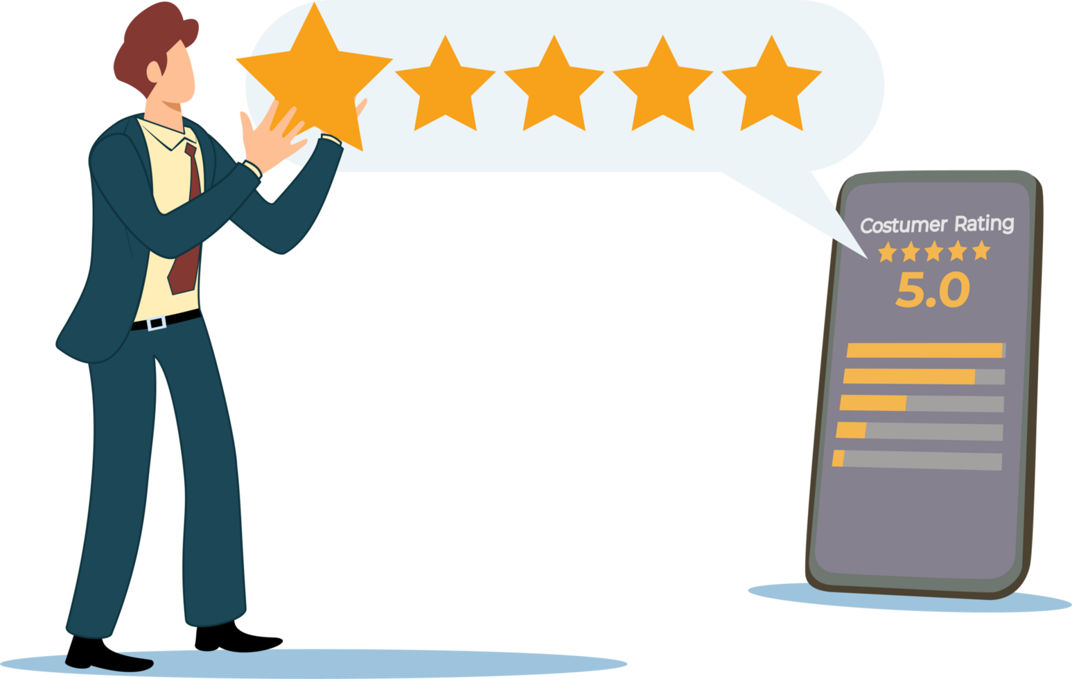 five stars rating feedback from customer satisfaction 33172105 PNG