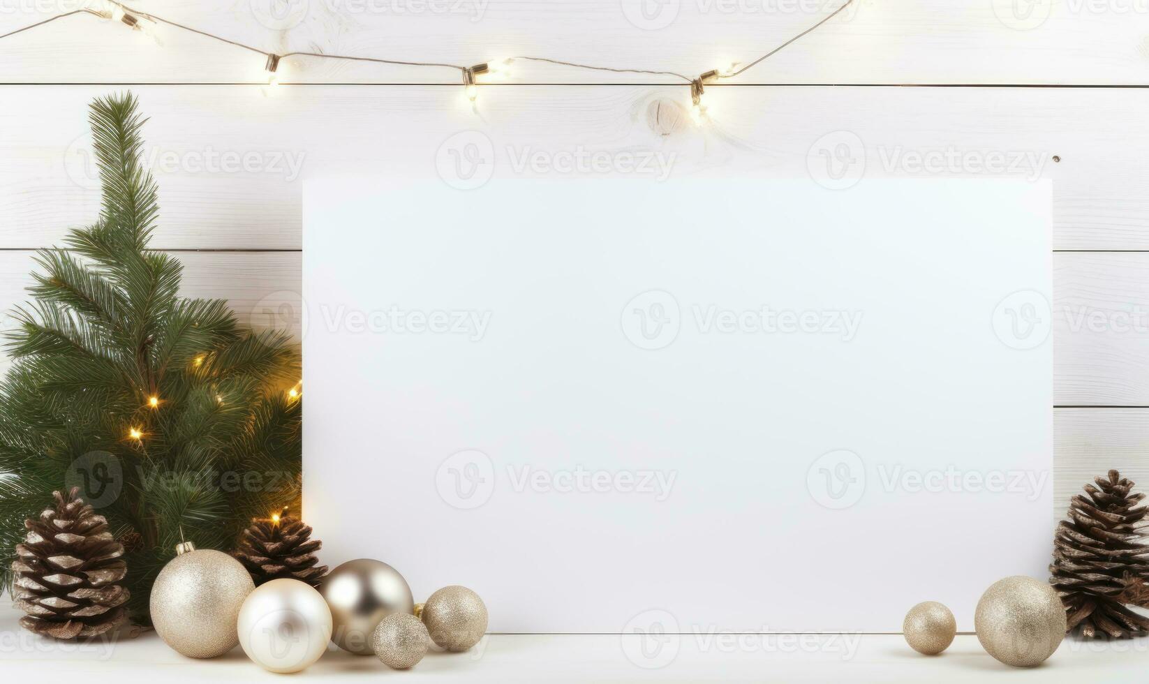 white wooden board with christmas theme AI Generated photo