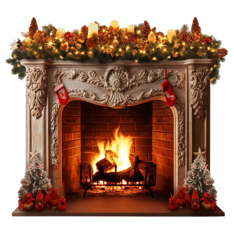 Navidad Chimenea 3d ai generativo png