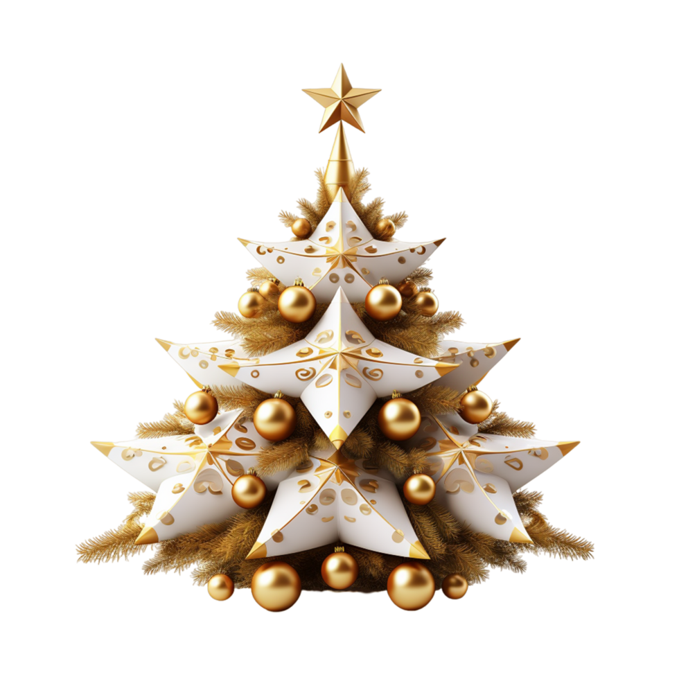 Golden Christmas Tree Ai Generative png