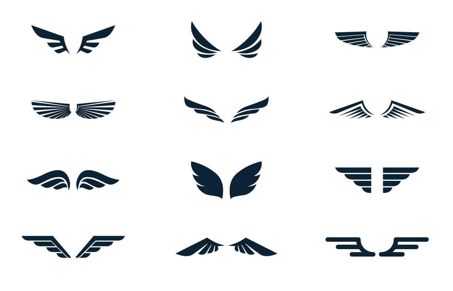 Set of simple icons of various wings vector