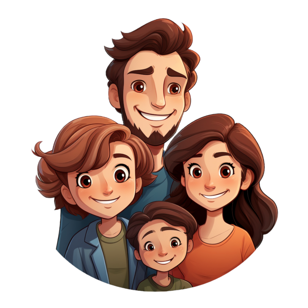 dessin animé famille personnages illustration, ai généré png