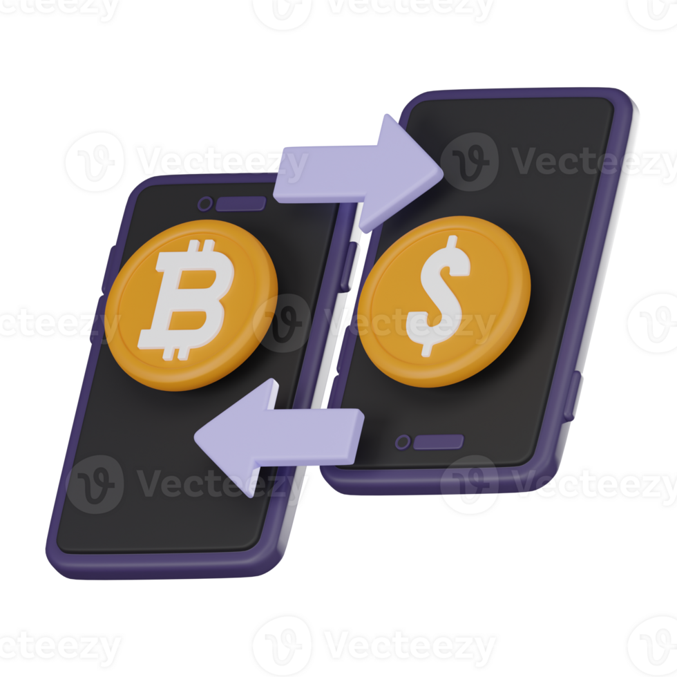 Peer to Peer Fintech Crypto Currency 3D Icon Innovative Blockchain Finance  3D render png