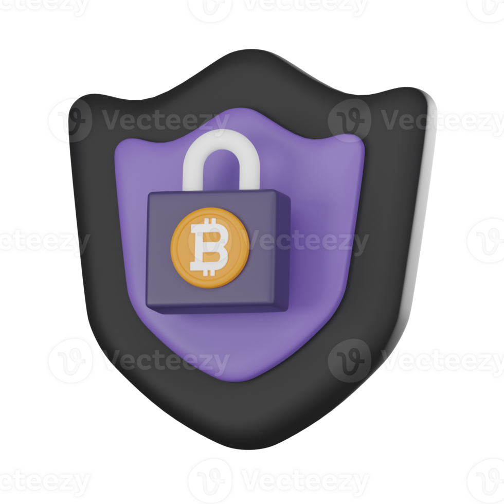 Secure cryptocurrency bitcoin icon 3D render png