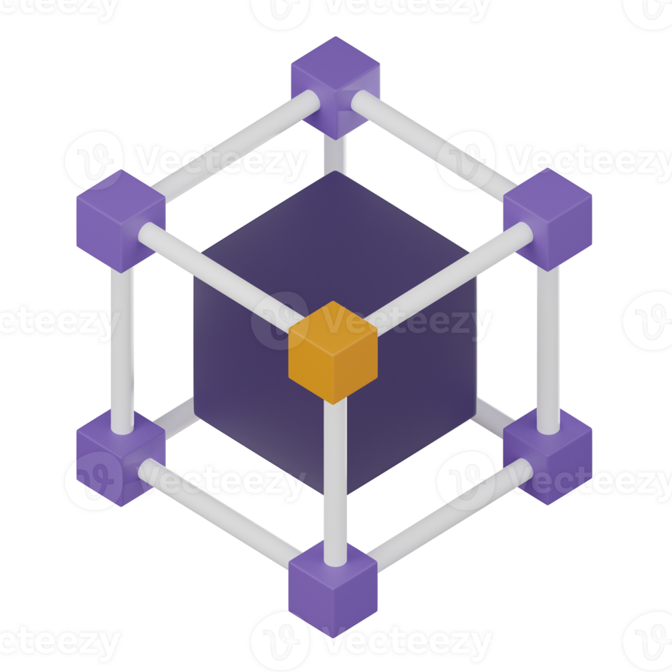blockchain tecnologia ícone digital rede e criptomoeda 3d render png