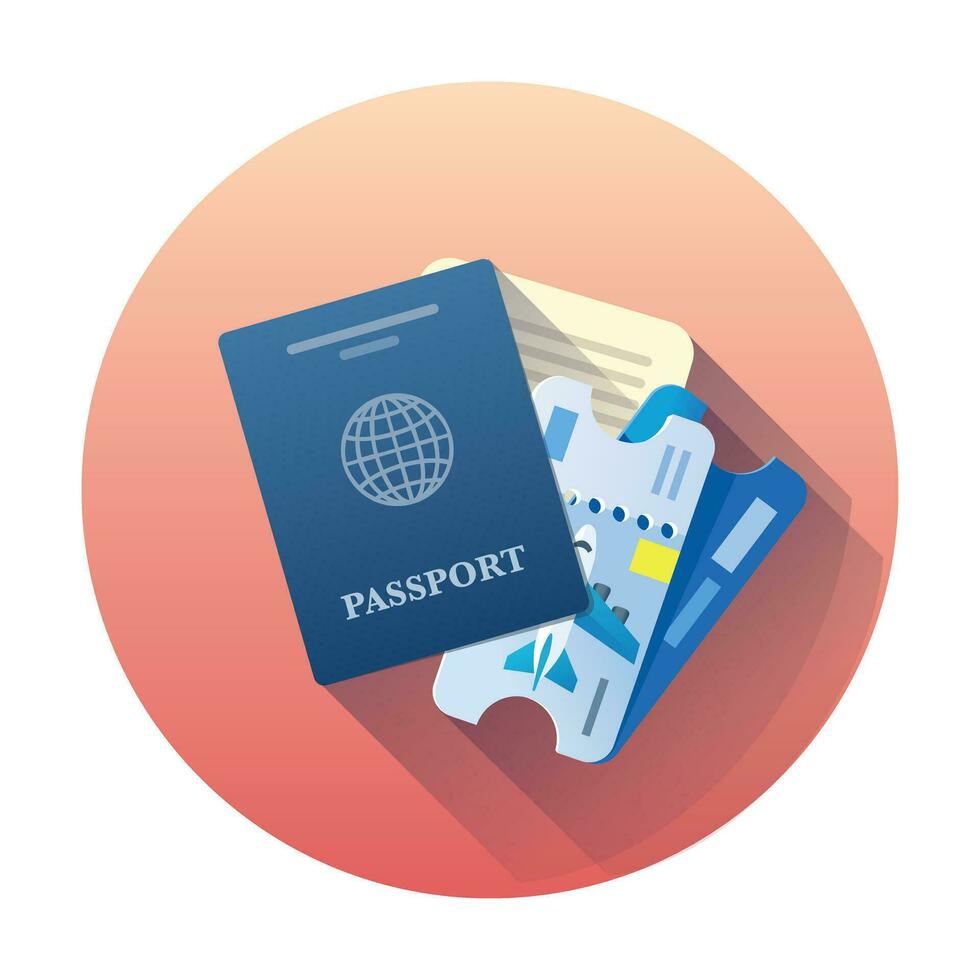 ilustración de un pasaporte con aerolínea Entradas vector