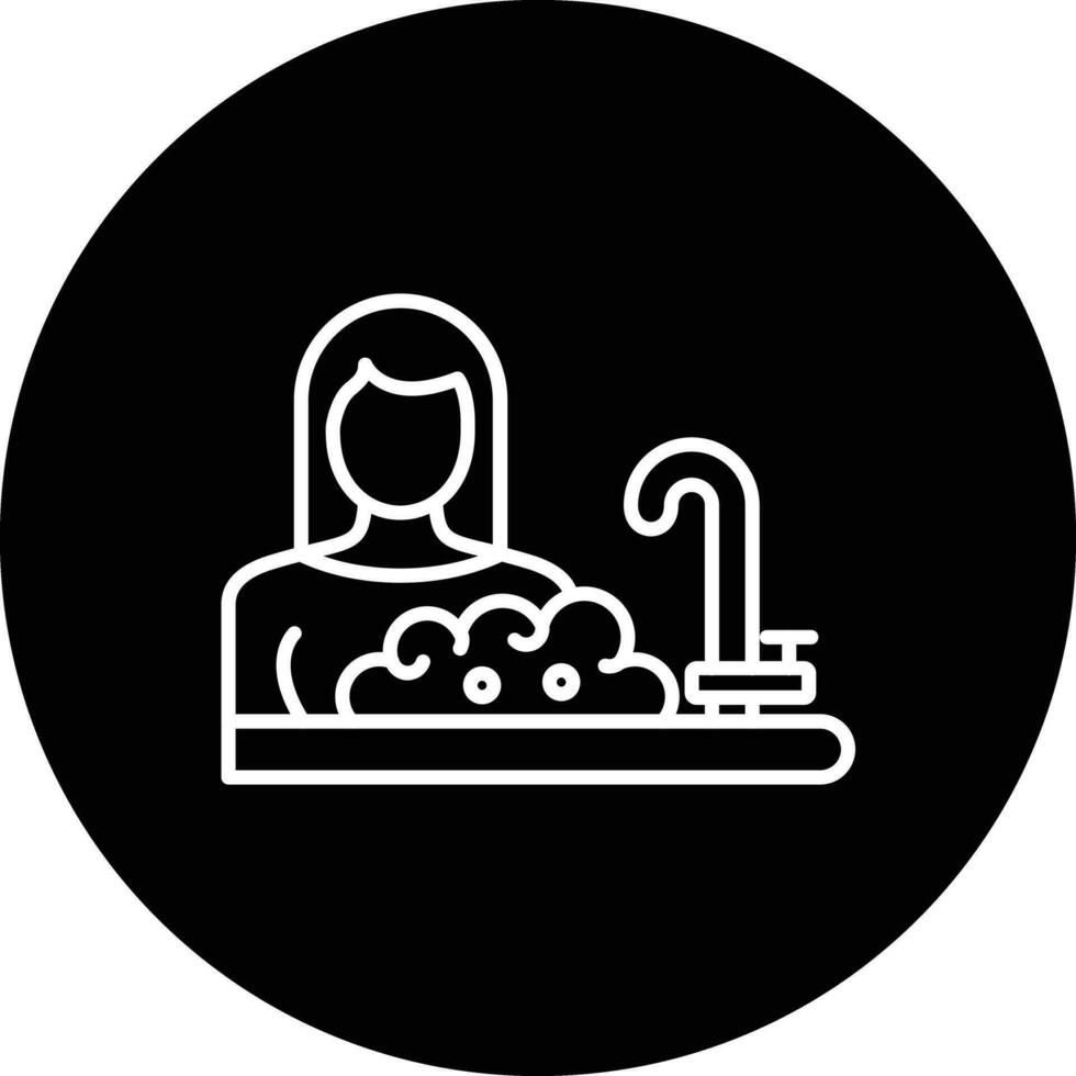 Woman Washing Dishes Vector Icon