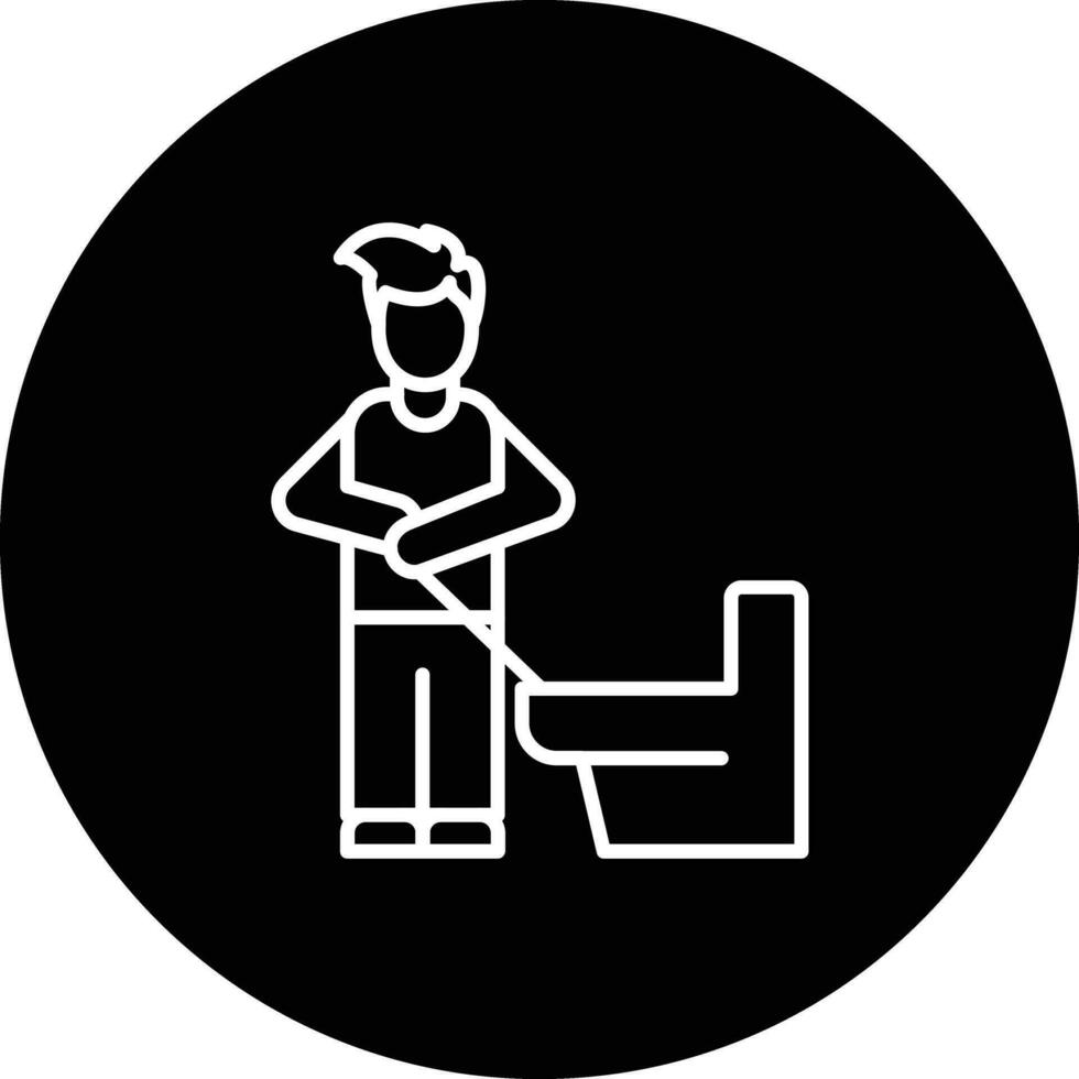 Man Cleaning Bathroom Vector Icon